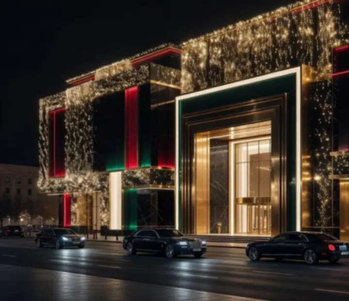 Veltorixx Casino épülete éjszaka, fényárban úszó homlokzattal Budapest szívében