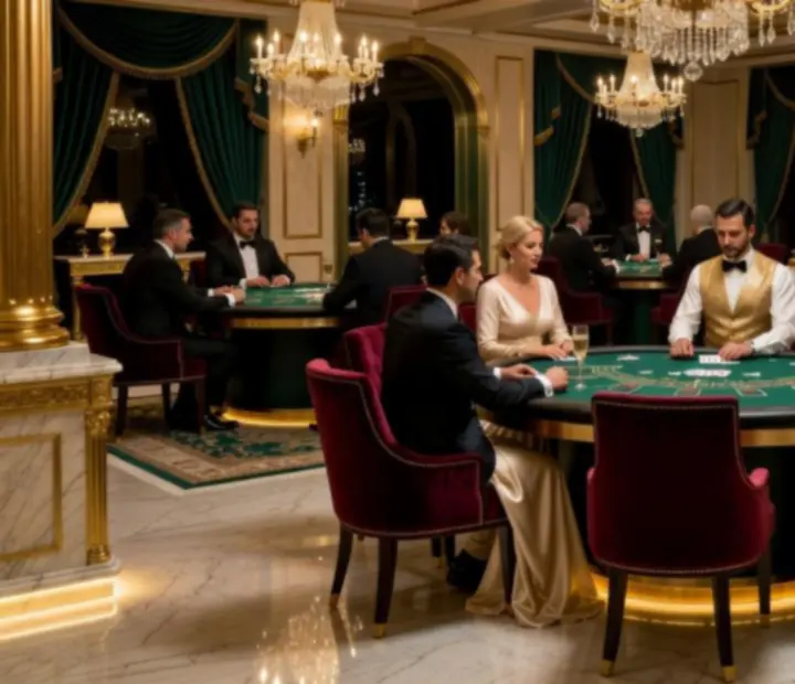 Éjszakai VIP lounge lenyűgöző enteriőrrel és kristálycsillárokkal