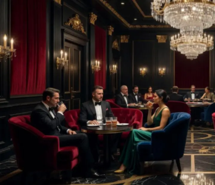 Fényűző VIP lounge kristálycsillárokkal a Veltorixx Casinóban